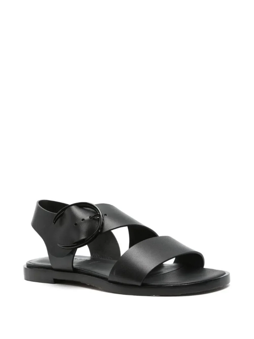 Robert Clergerie ILONA Black Leather Flat Sandals, Size EU 40.5/US 10, NEW